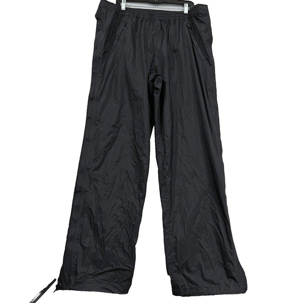 Marmot Pants XXL Black Full Zip Sides Waterproof Windbreaker Packable Nylon